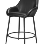 25 Inch Black Faux Leather Steel Bar Stools with Arms (Set of 2)