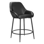 25 Inch Black Faux Leather Steel Bar Stools with Arms (Set of 2)