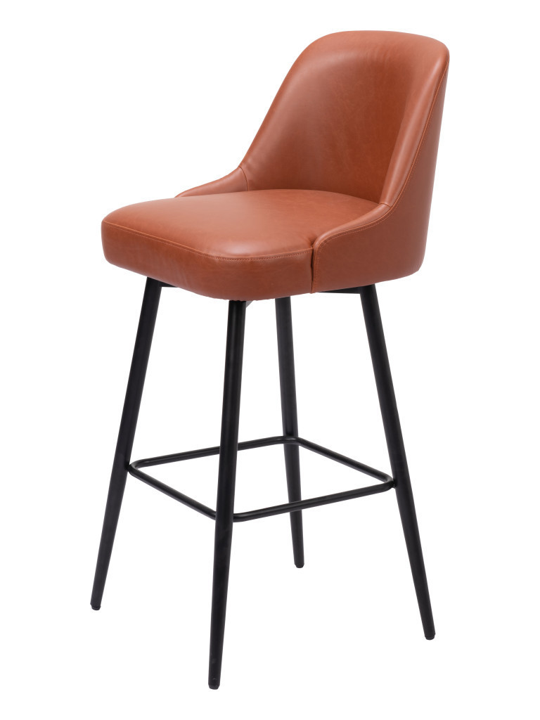 30-Inch Modern Brown and Black Swivel Bar Stool 3 30-Inch Modern Brown and Black Swivel Bar Stool - Image 3