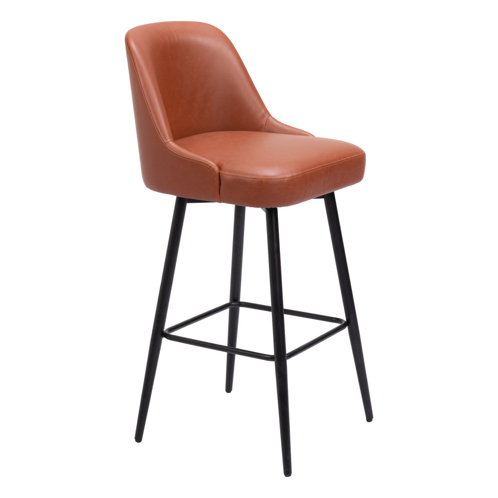 30-Inch Modern Brown and Black Swivel Bar Stool 5 30-Inch Modern Brown and Black Swivel Bar Stool - Image 5