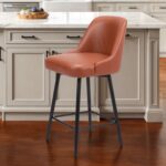 26-Inch Brown and Black Faux Leather Modern Swivel Bar Stool 10 26-Inch Brown and Black Faux Leather Modern Swivel Bar Stool