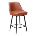 26-Inch Brown and Black Faux Leather Modern Swivel Bar Stool 16 26-Inch Brown and Black Faux Leather Modern Swivel Bar Stool