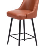 26-Inch Brown and Black Faux Leather Modern Swivel Bar Stool 12 26-Inch Brown and Black Faux Leather Modern Swivel Bar Stool