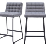 26 Inch Gray and Black Modern Bar Stools (Set of 2)