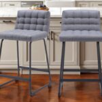 26 Inch Gray and Black Modern Bar Stools (Set of 2)