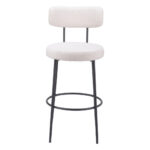 29 Inch Ivory and Black Shearling Modern Bar Stools (Set of 2)