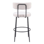 29 Inch Ivory and Black Shearling Modern Bar Stools (Set of 2)