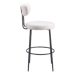 29 Inch Ivory and Black Shearling Modern Bar Stools (Set of 2)