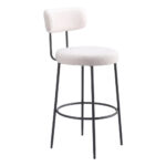 29 Inch Ivory and Black Shearling Modern Bar Stools (Set of 2)