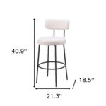 29 Inch Ivory and Black Shearling Modern Bar Stools (Set of 2)