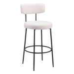 29 Inch Ivory and Black Shearling Modern Bar Stools (Set of 2)