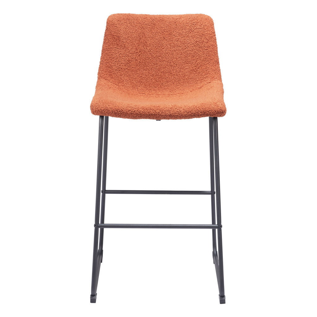 29 Inch Burnt Orange Shearling Steel Bar Stools (Set of 2) 6 29 Inch Burnt Orange Shearling Steel Bar Stools (Set of 2) - Image 6