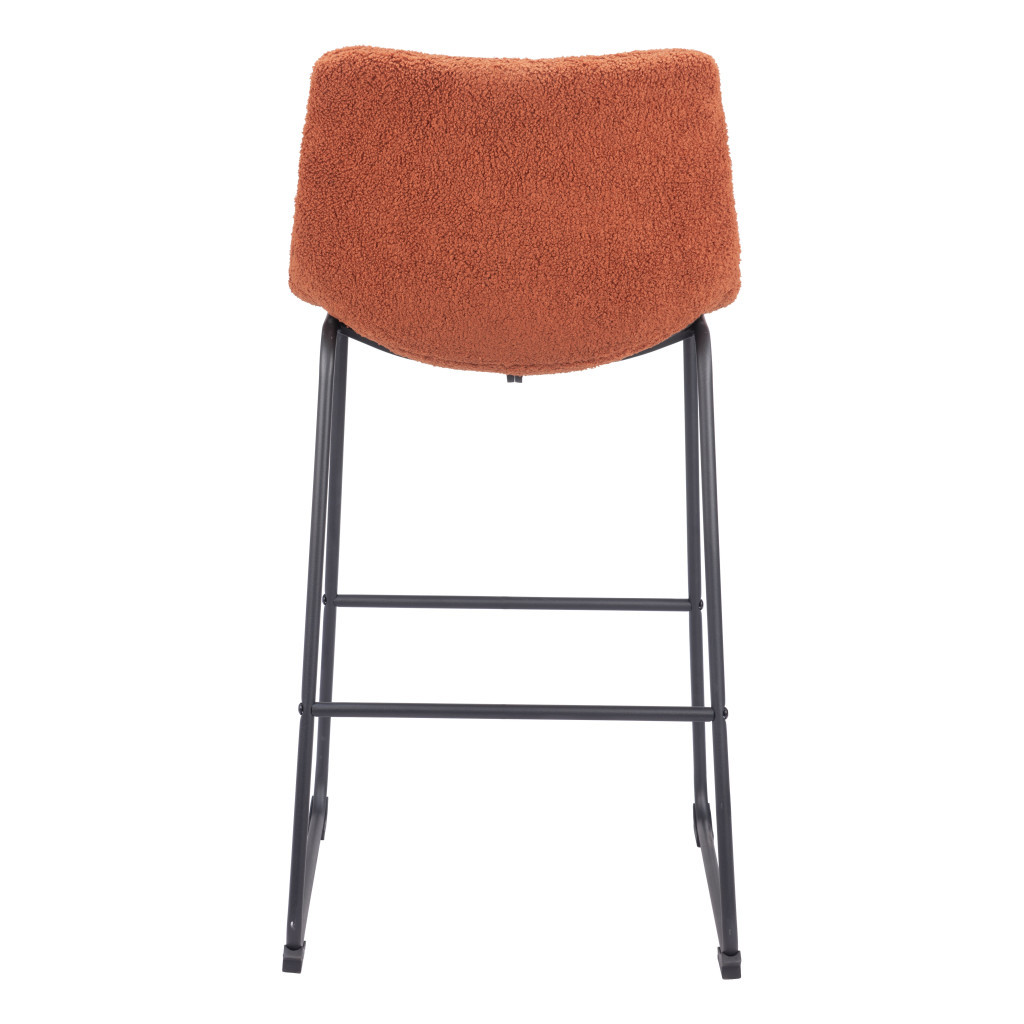 29 Inch Burnt Orange Shearling Steel Bar Stools (Set of 2) 7 29 Inch Burnt Orange Shearling Steel Bar Stools (Set of 2) - Image 7