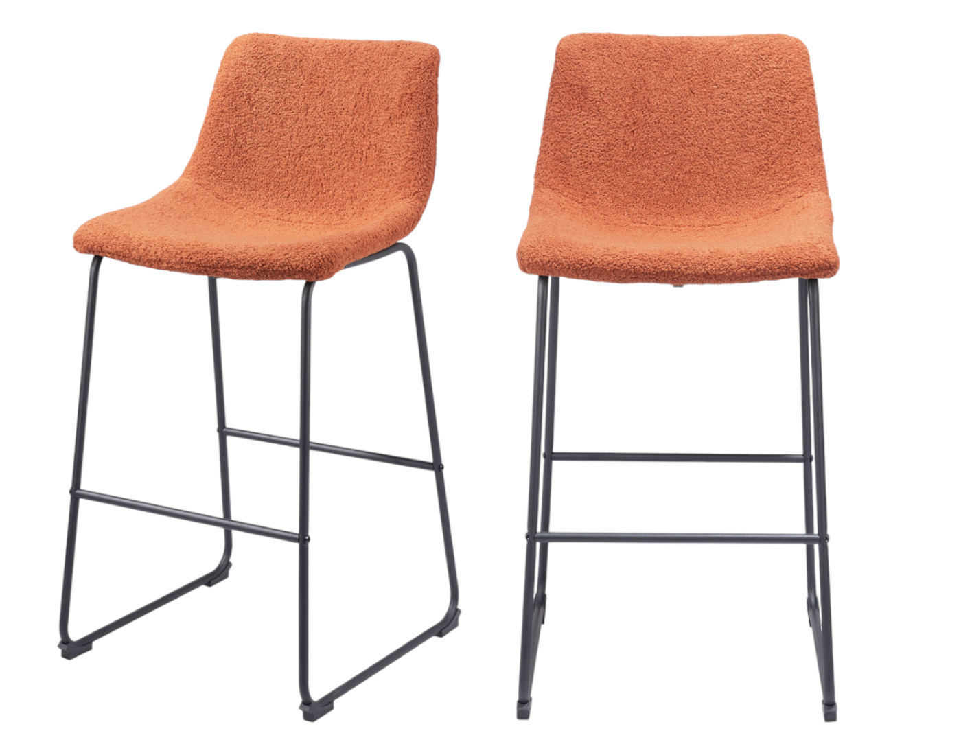 29 Inch Burnt Orange Shearling Steel Bar Stools (Set of 2) 2 29 Inch Burnt Orange Shearling Steel Bar Stools (Set of 2) - Image 2