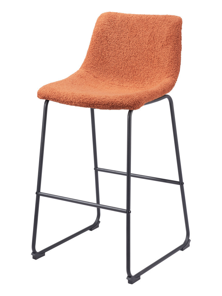 29 Inch Burnt Orange Shearling Steel Bar Stools (Set of 2) 3 29 Inch Burnt Orange Shearling Steel Bar Stools (Set of 2) - Image 3