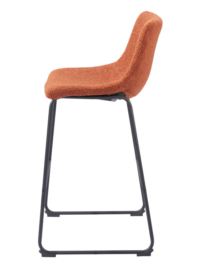 29 Inch Burnt Orange Shearling Steel Bar Stools (Set of 2) 4 29 Inch Burnt Orange Shearling Steel Bar Stools (Set of 2) - Image 4