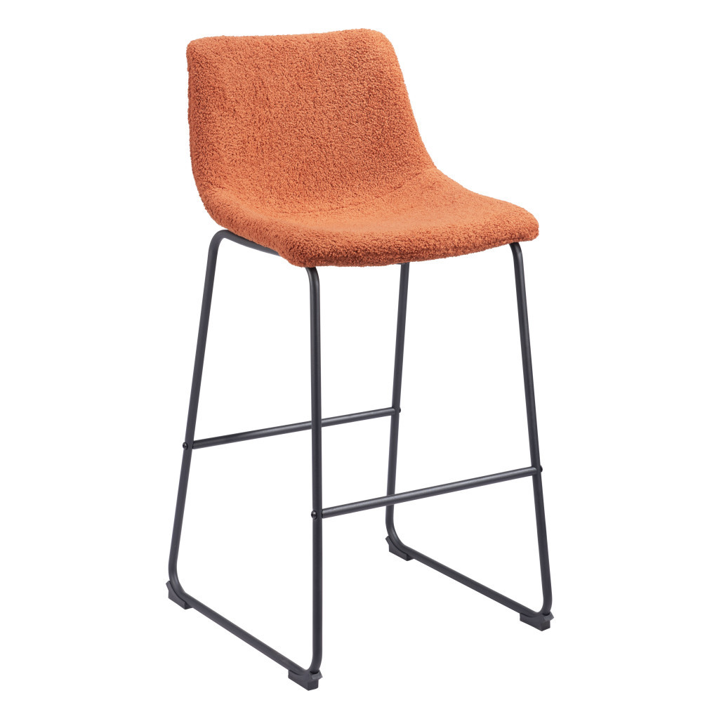 29 Inch Burnt Orange Shearling Steel Bar Stools (Set of 2) 5 29 Inch Burnt Orange Shearling Steel Bar Stools (Set of 2) - Image 5