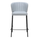 26 Inch Gray and Black Modern Bar Stools with Back (Set of 2)