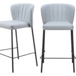 26 Inch Gray and Black Modern Bar Stools with Back (Set of 2)