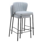 26 Inch Gray and Black Modern Bar Stools with Back (Set of 2)
