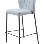 26 Inch Gray and Black Modern Bar Stools with Back (Set of 2)
