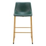 29 Inch Green and Gold Modern Bar Stools Set of 2