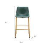 29 Inch Green and Gold Modern Bar Stools Set of 2