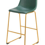 29 Inch Green and Gold Modern Bar Stools Set of 2