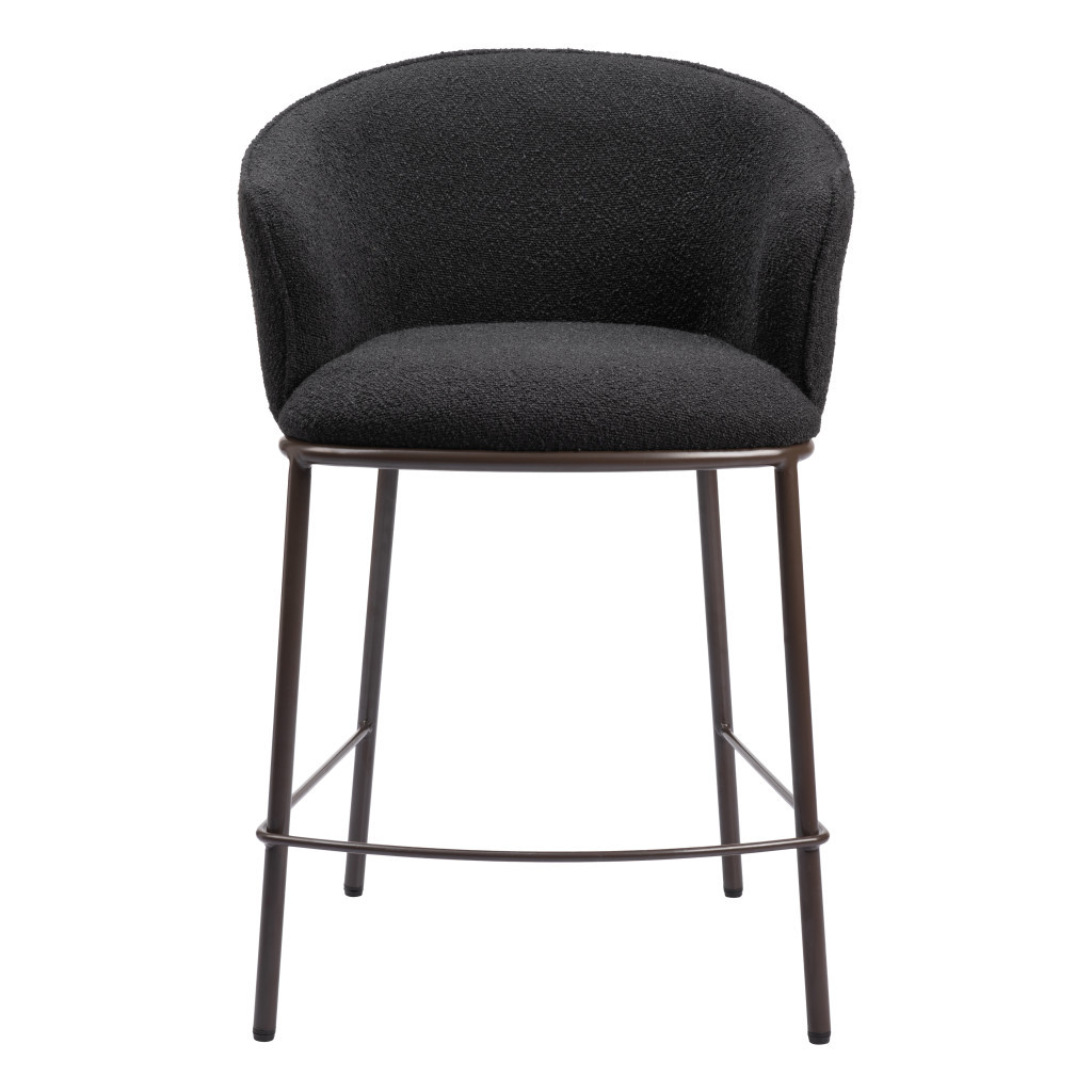 26-Inch Black and Bronze Shearling Steel Counter Height Bar Stool 2 26-Inch Black and Bronze Shearling Steel Counter Height Bar Stool - Image 2