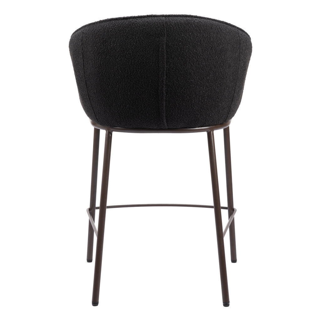 26-Inch Black and Bronze Shearling Steel Counter Height Bar Stool 4 26-Inch Black and Bronze Shearling Steel Counter Height Bar Stool - Image 4