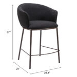26-Inch Black and Bronze Shearling Steel Counter Height Bar Stool 18 26-Inch Black and Bronze Shearling Steel Counter Height Bar Stool
