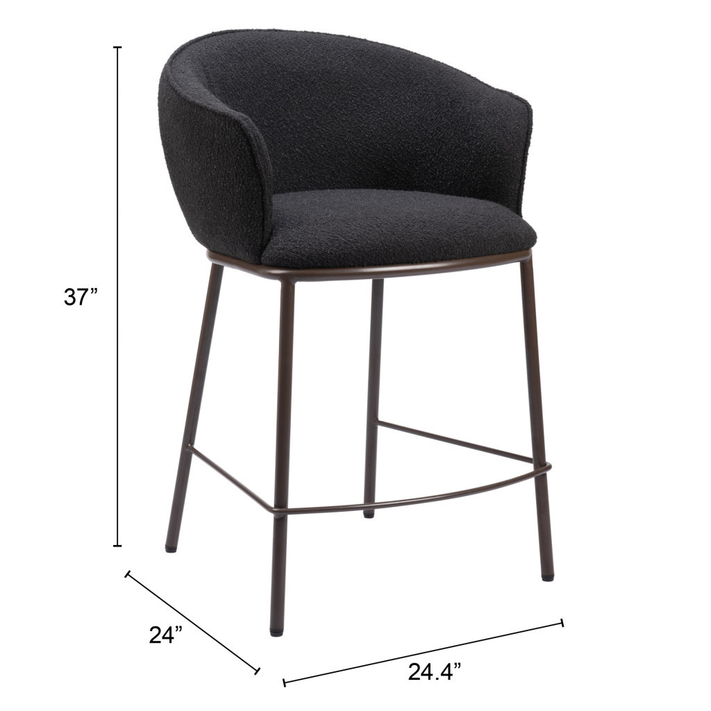 26-Inch Black and Bronze Shearling Steel Counter Height Bar Stool 9 26-Inch Black and Bronze Shearling Steel Counter Height Bar Stool - Image 9