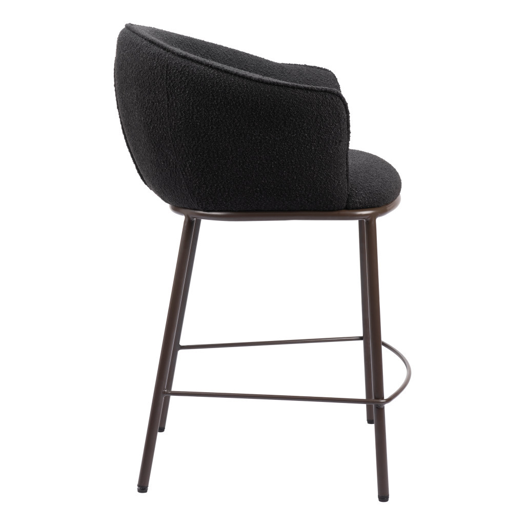 26-Inch Black and Bronze Shearling Steel Counter Height Bar Stool 6 26-Inch Black and Bronze Shearling Steel Counter Height Bar Stool - Image 6
