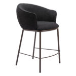 26-Inch Black and Bronze Shearling Steel Counter Height Bar Stool 16 26-Inch Black and Bronze Shearling Steel Counter Height Bar Stool