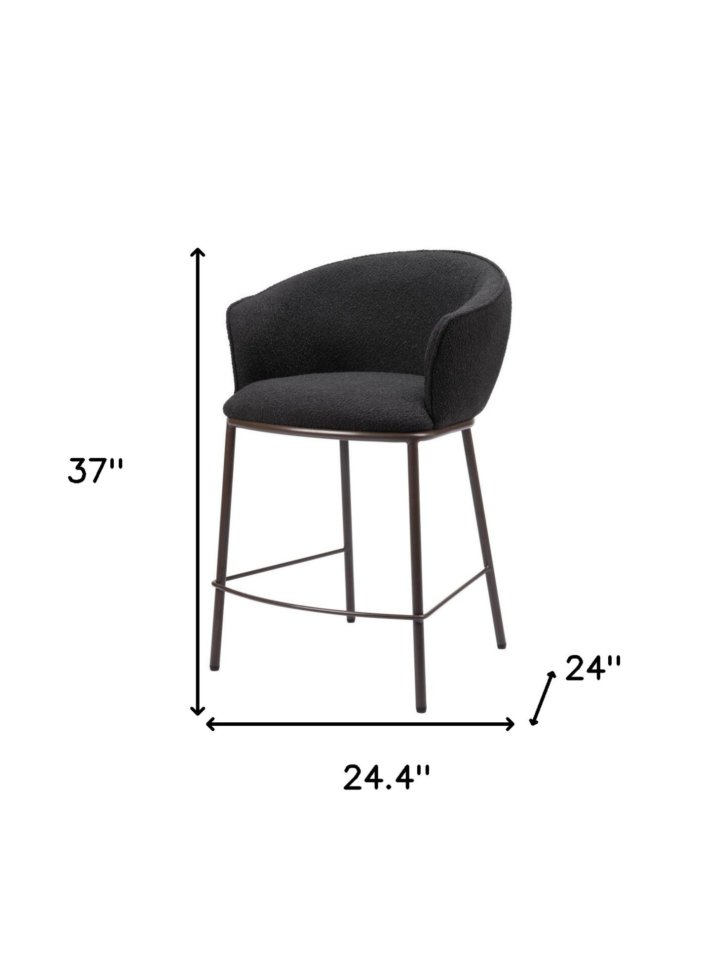 26-Inch Black and Bronze Shearling Steel Counter Height Bar Stool 8 26-Inch Black and Bronze Shearling Steel Counter Height Bar Stool - Image 8