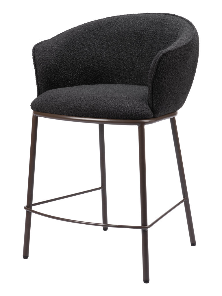 26-Inch Black and Bronze Shearling Steel Counter Height Bar Stool 3 26-Inch Black and Bronze Shearling Steel Counter Height Bar Stool - Image 3