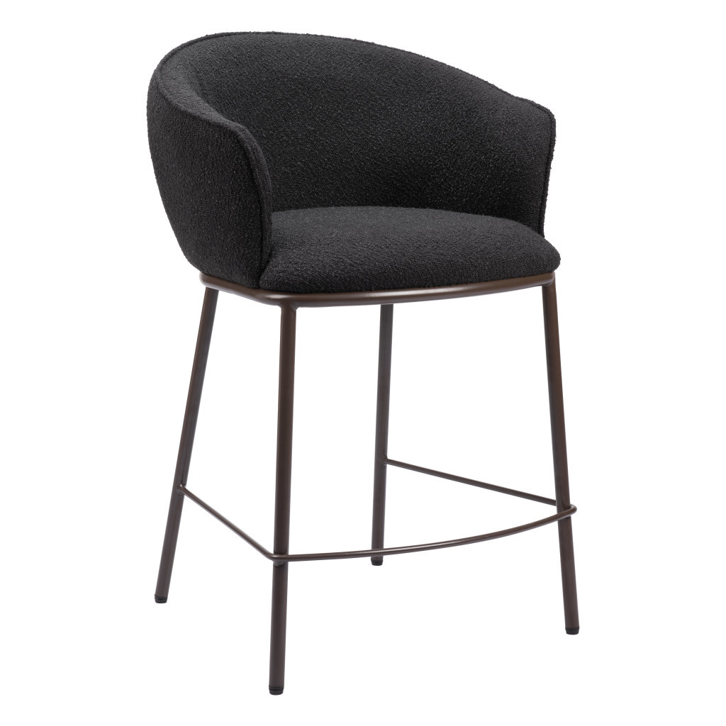 26-Inch Black and Bronze Shearling Steel Counter Height Bar Stool 5 26-Inch Black and Bronze Shearling Steel Counter Height Bar Stool - Image 5