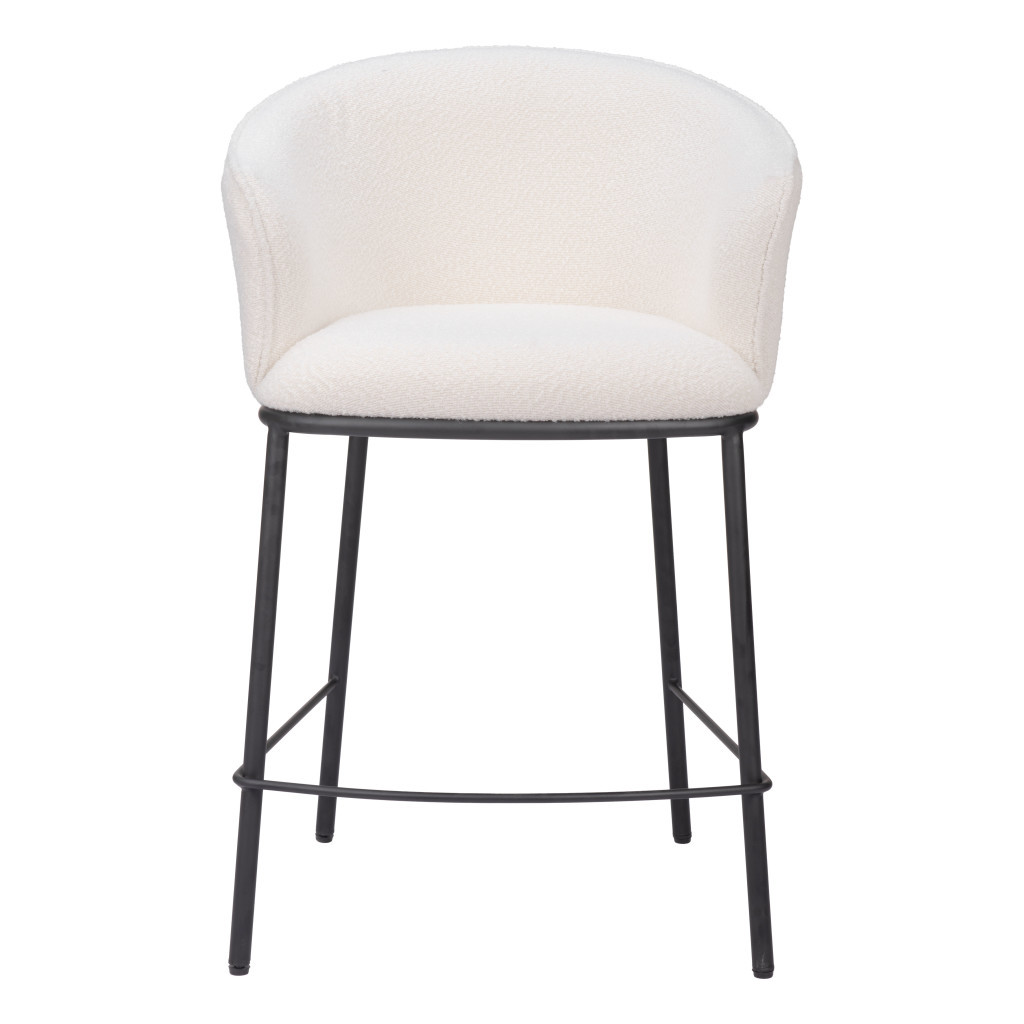 26 Inch Ivory Shearling and Steel Counter Height Bar Stool 2 26 Inch Ivory Shearling and Steel Counter Height Bar Stool - Image 2
