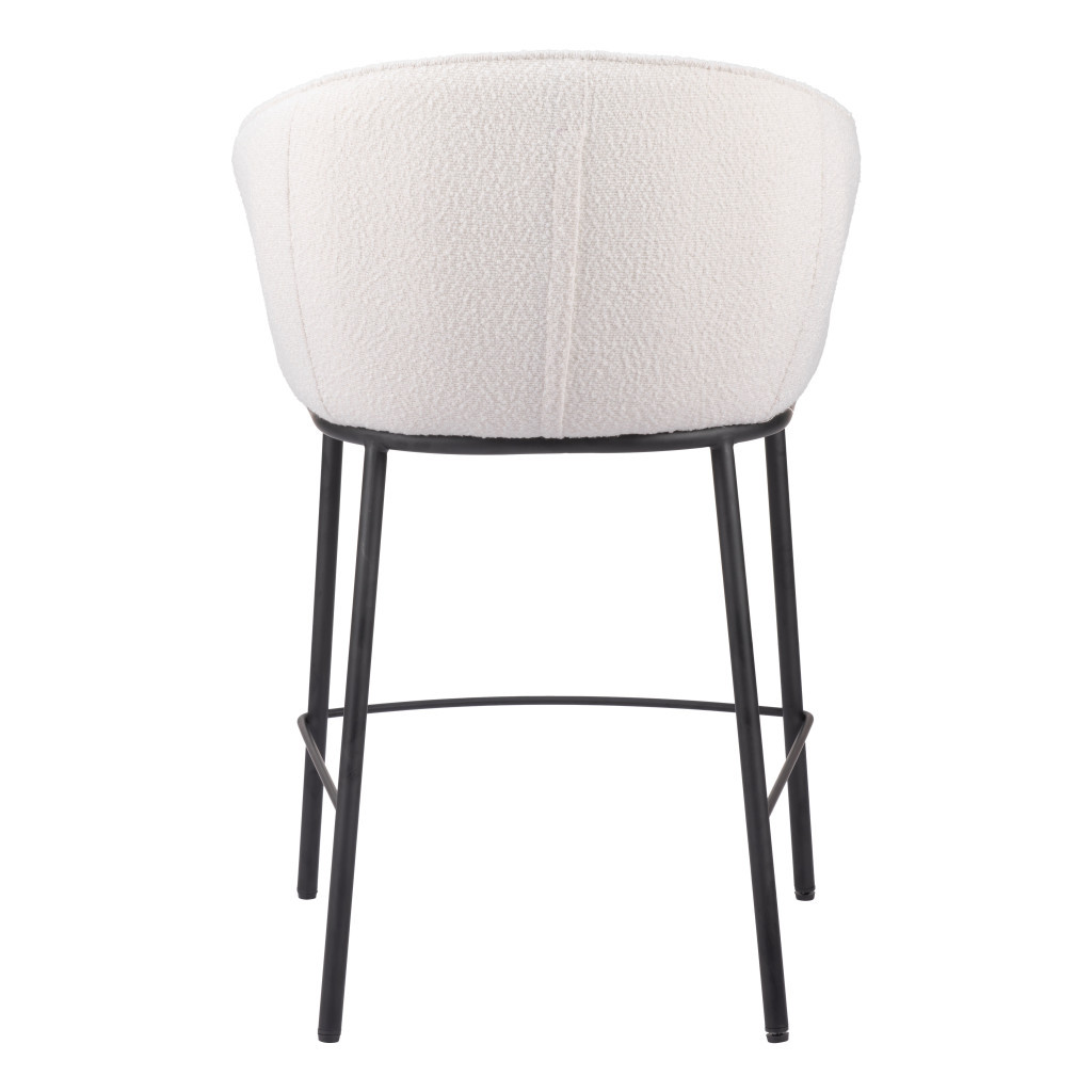 26 Inch Ivory Shearling and Steel Counter Height Bar Stool 4 26 Inch Ivory Shearling and Steel Counter Height Bar Stool - Image 4