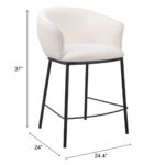 26 Inch Ivory Shearling and Steel Counter Height Bar Stool 18 26 Inch Ivory Shearling and Steel Counter Height Bar Stool