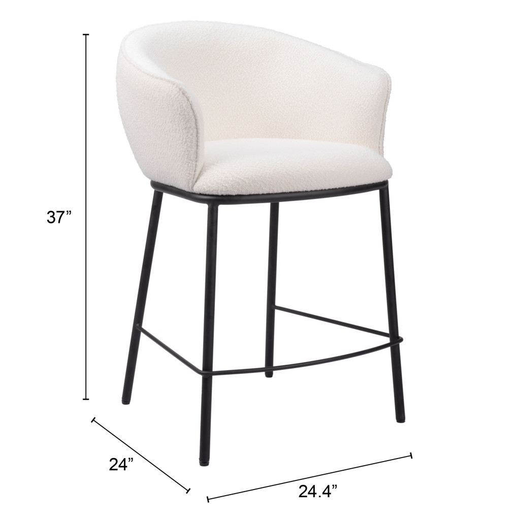 26 Inch Ivory Shearling and Steel Counter Height Bar Stool 9 26 Inch Ivory Shearling and Steel Counter Height Bar Stool - Image 9