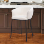 26 Inch Ivory Shearling and Steel Counter Height Bar Stool 10 26 Inch Ivory Shearling and Steel Counter Height Bar Stool