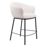 26 Inch Ivory Shearling and Steel Counter Height Bar Stool 16 26 Inch Ivory Shearling and Steel Counter Height Bar Stool
