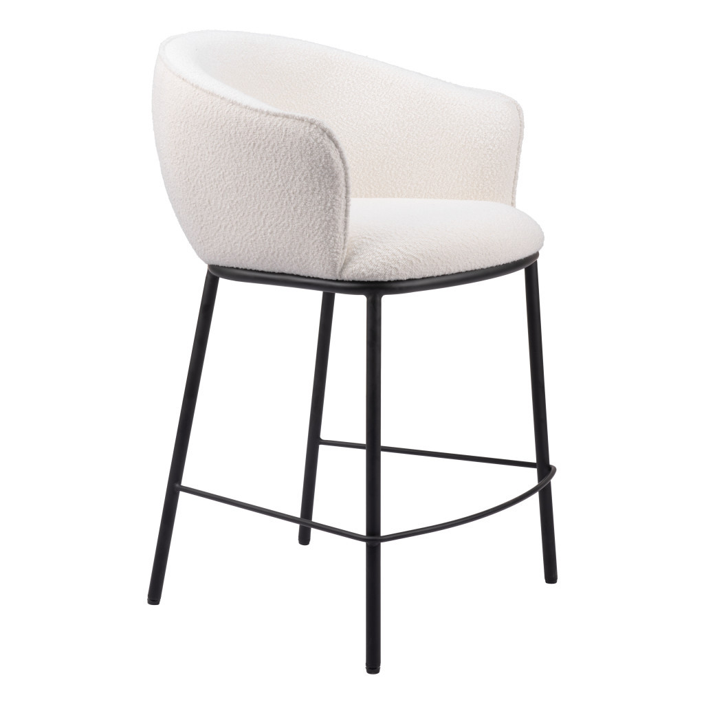 26 Inch Ivory Shearling and Steel Counter Height Bar Stool 7 26 Inch Ivory Shearling and Steel Counter Height Bar Stool - Image 7