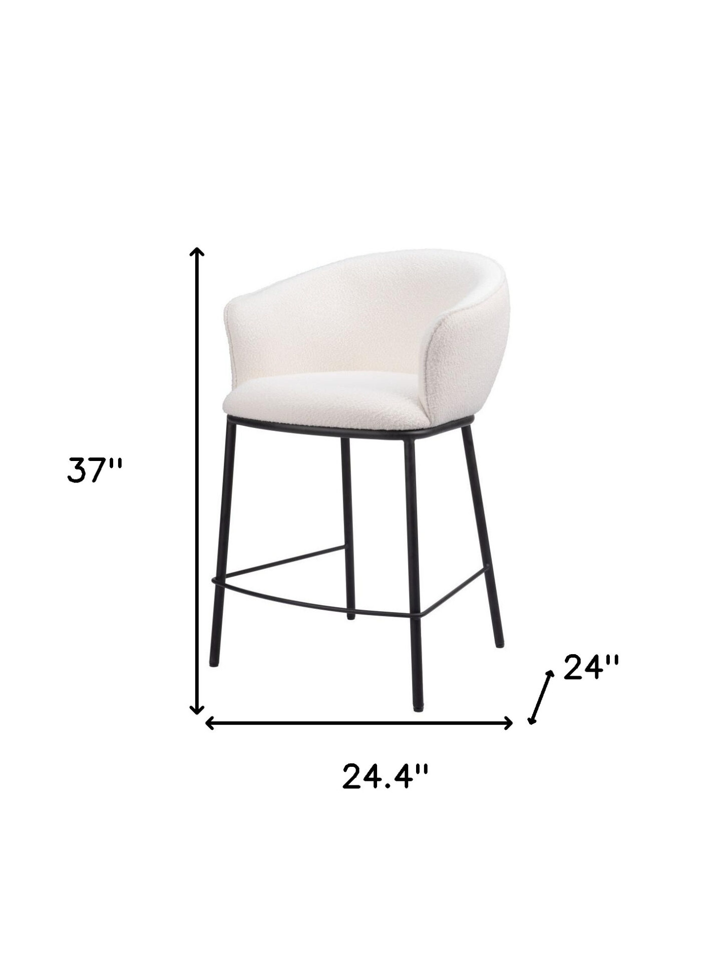 26 Inch Ivory Shearling and Steel Counter Height Bar Stool 8 26 Inch Ivory Shearling and Steel Counter Height Bar Stool - Image 8