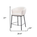 26 Inch Ivory Shearling and Steel Counter Height Bar Stool 17 26 Inch Ivory Shearling and Steel Counter Height Bar Stool