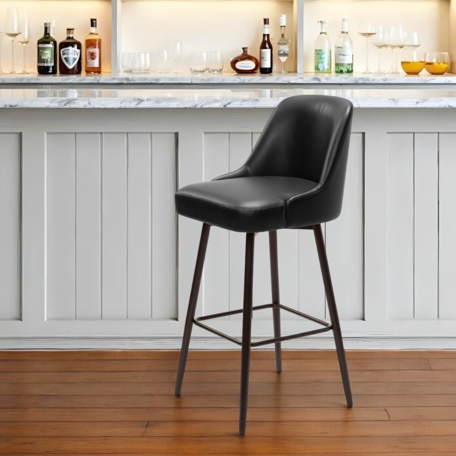 30 Inch Black and Bronze Swivel Bar Stool with Footrest 1 30 Inch Black and Bronze Swivel Bar Stool with Footrest
