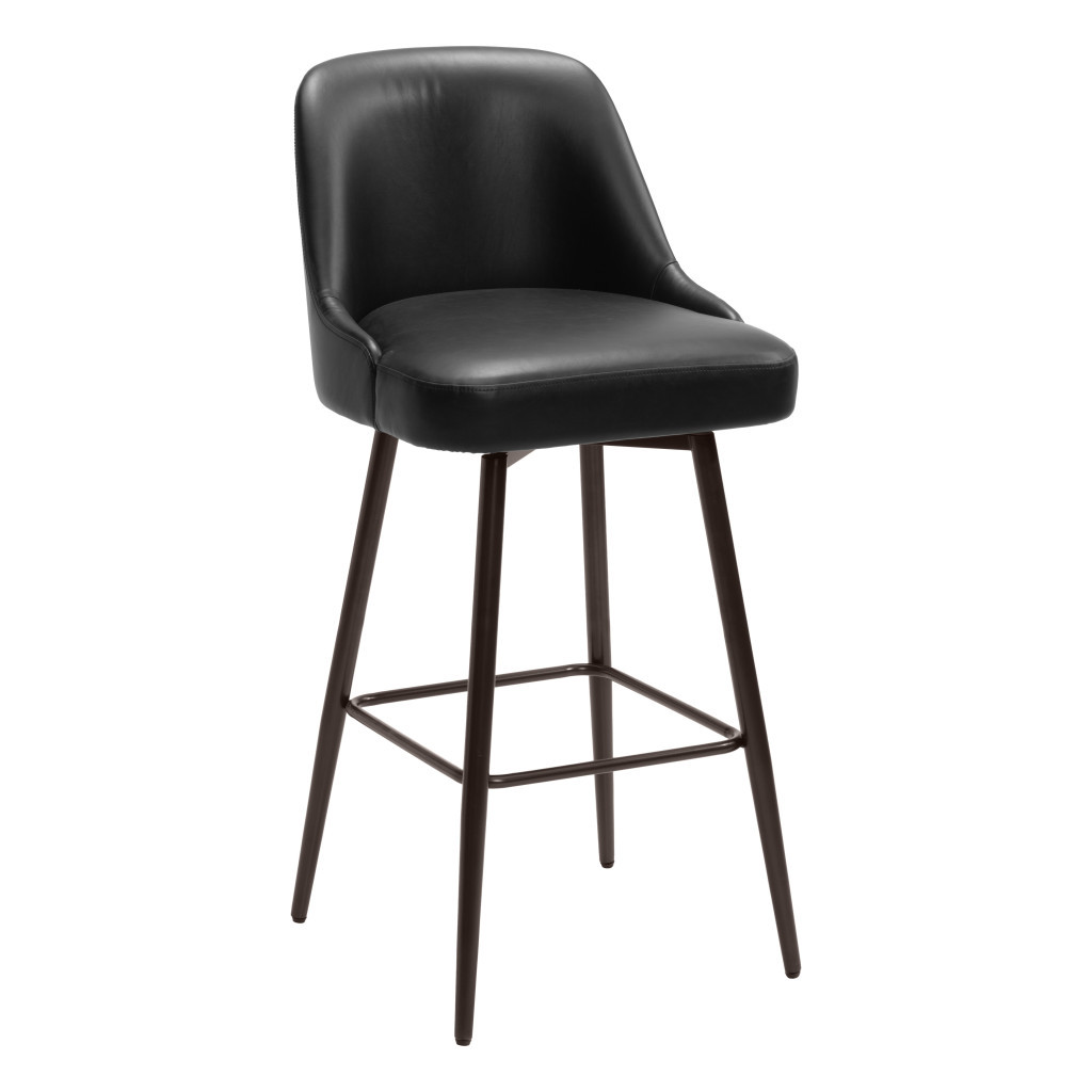 30 Inch Black and Bronze Swivel Bar Stool with Footrest 7 30 Inch Black and Bronze Swivel Bar Stool with Footrest - Image 7
