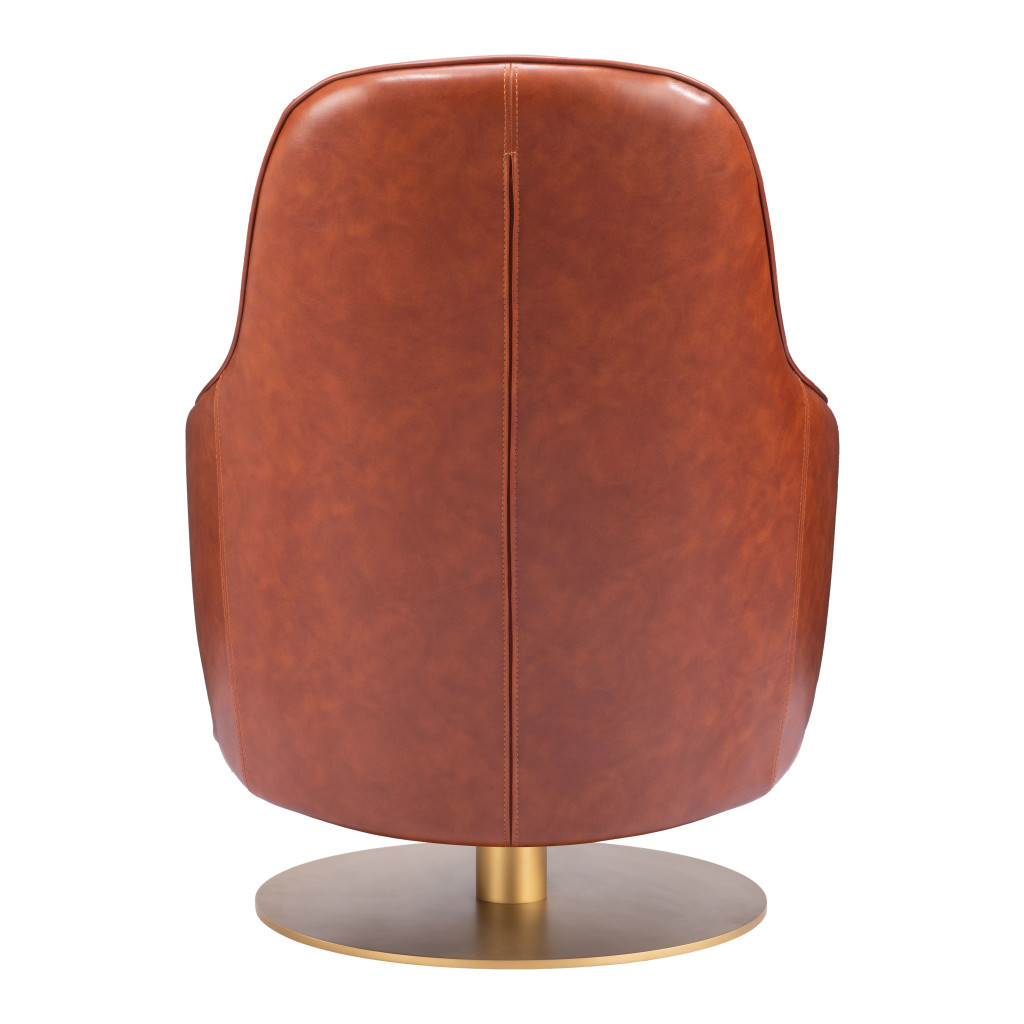 28-Inch Brown and Gold Modern Faux Leather Swivel Chair 4 28-Inch Brown and Gold Modern Faux Leather Swivel Chair - Image 4
