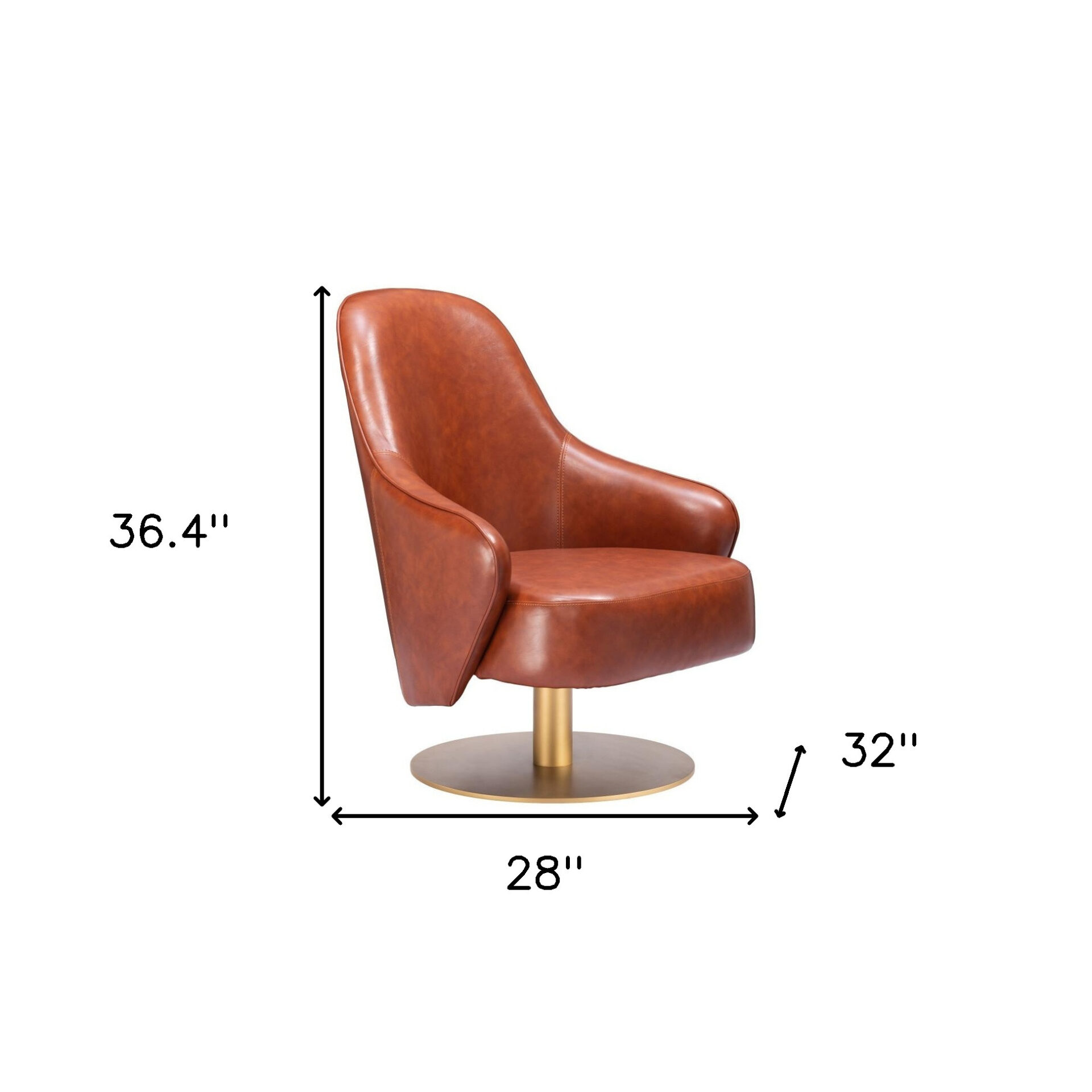 28-Inch Brown and Gold Modern Faux Leather Swivel Chair 7 28-Inch Brown and Gold Modern Faux Leather Swivel Chair - Image 7